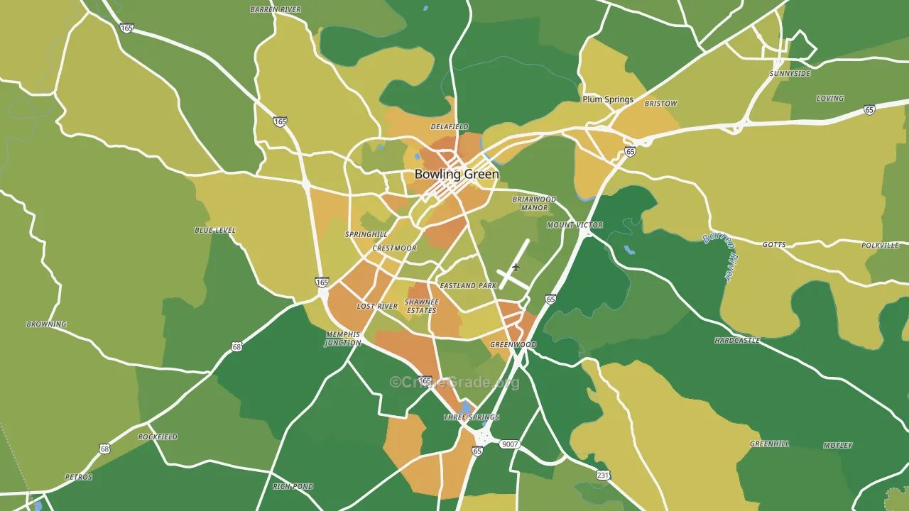 Bowling Green, KY Map of Drug-Related Crime Rates