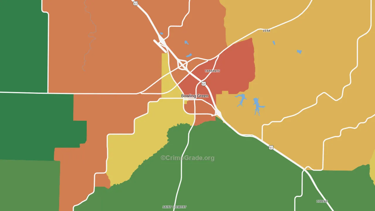 Bowling Green, MO Map of Drug-Related Crime Rates