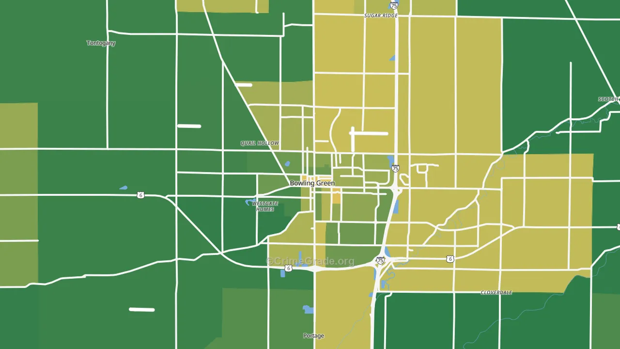 Bowling Green, OH Map of Drug-Related Crime Rates