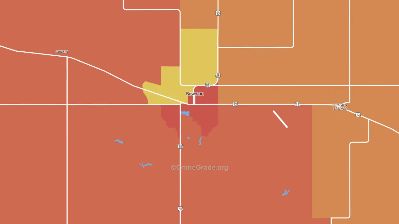 Bowman County, ND Map of Drug-Related Crime Rates