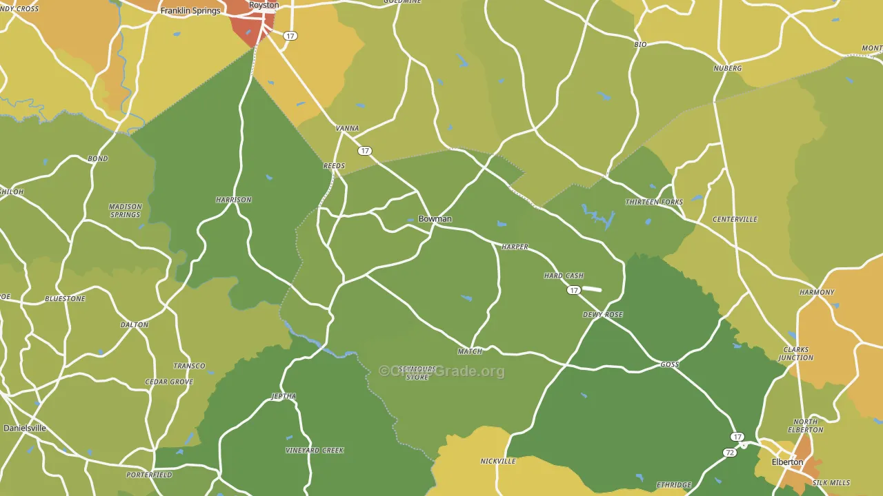 Bowman, GA Map of Drug-Related Crime Rates