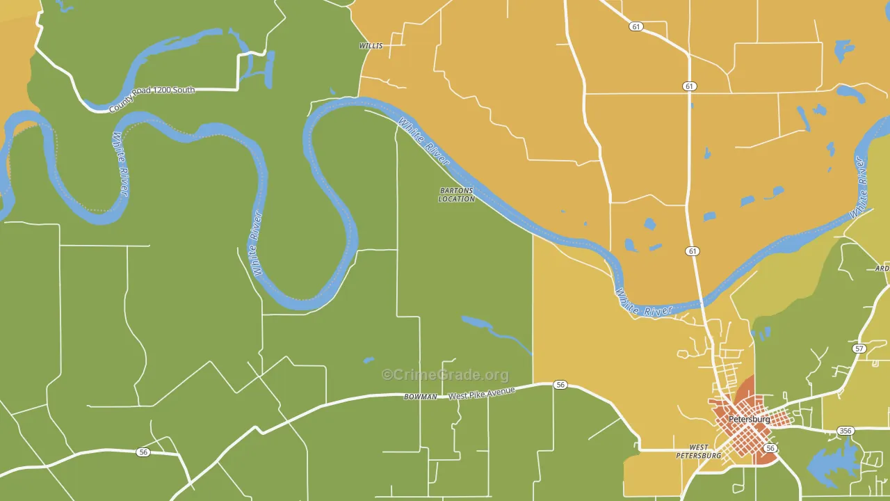 Bowman, IN Map of Drug-Related Crime Rates