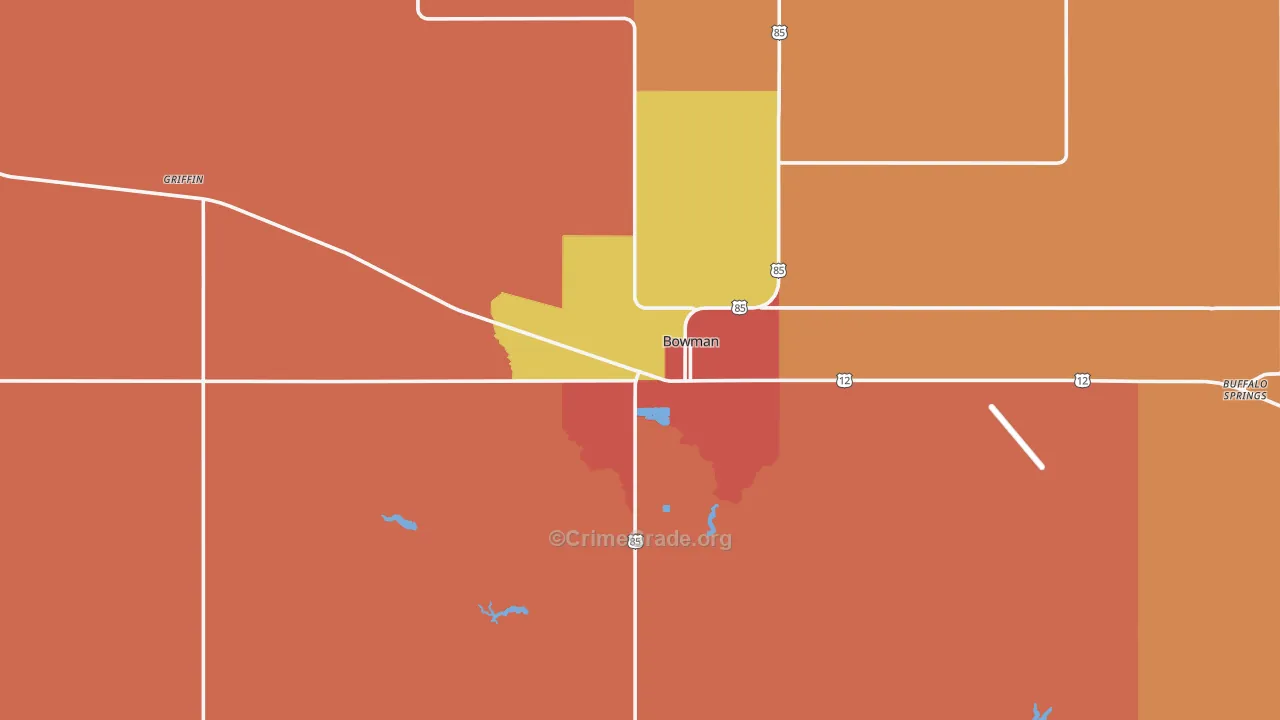 Bowman, ND Map of Drug-Related Crime Rates