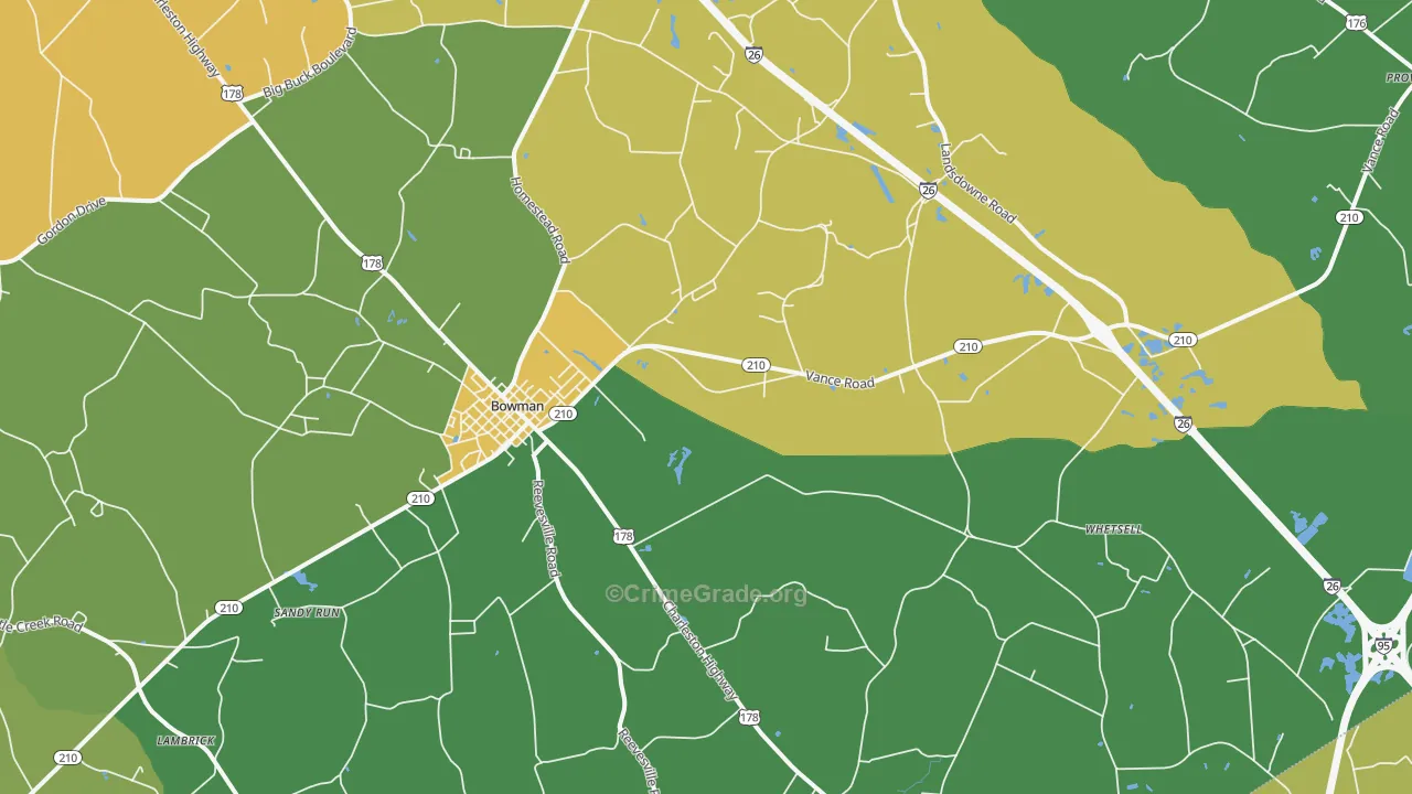 Bowman, SC Map of Drug-Related Crime Rates