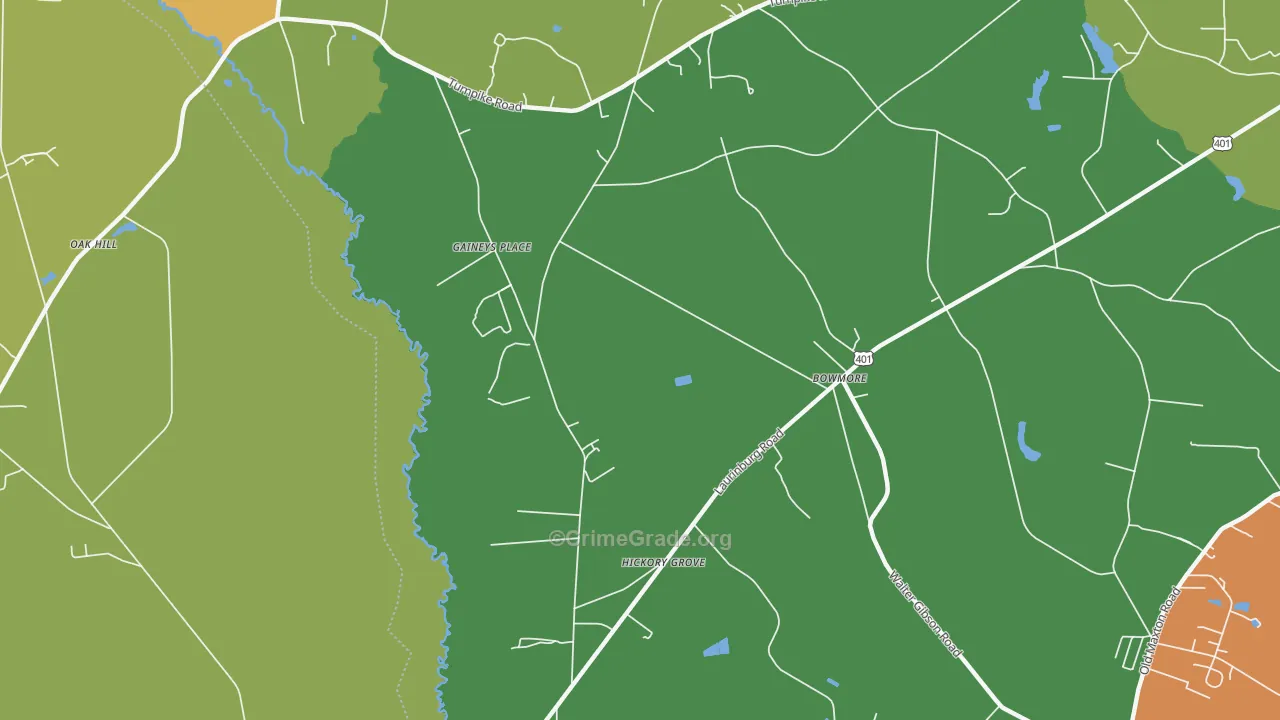 Bowmore, NC Map of Drug-Related Crime Rates