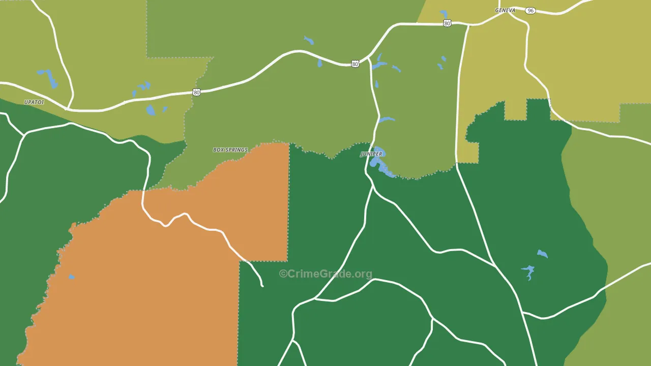 Box Springs, GA Map of Drug-Related Crime Rates