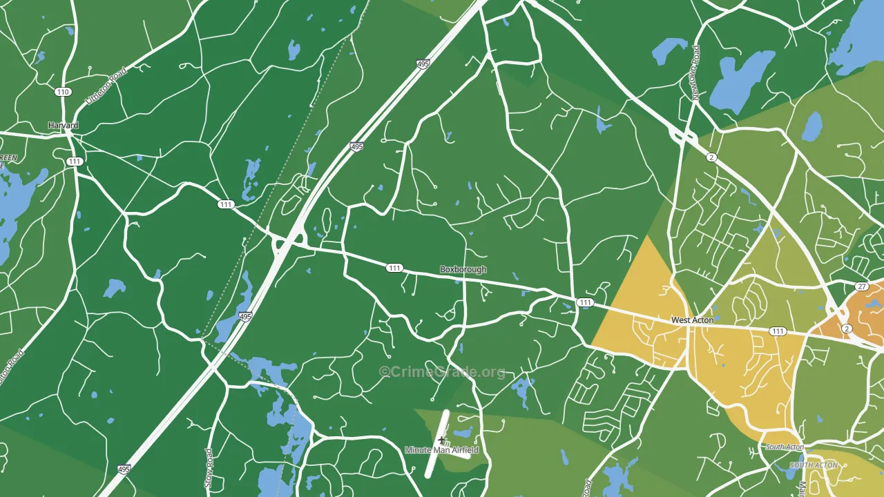 Boxborough, MA Map of Drug-Related Crime Rates