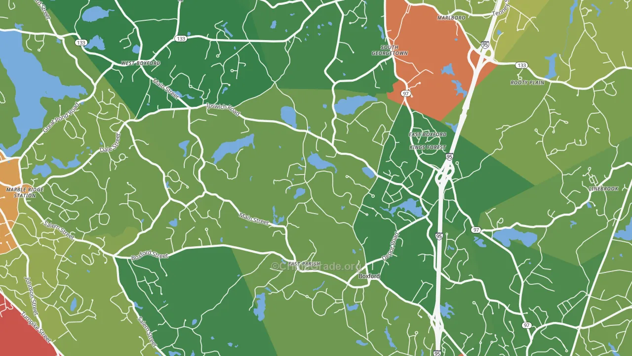 Boxford, MA Map of Drug-Related Crime Rates