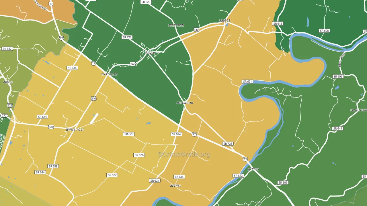 Boyce, VA Map of Drug-Related Crime Rates