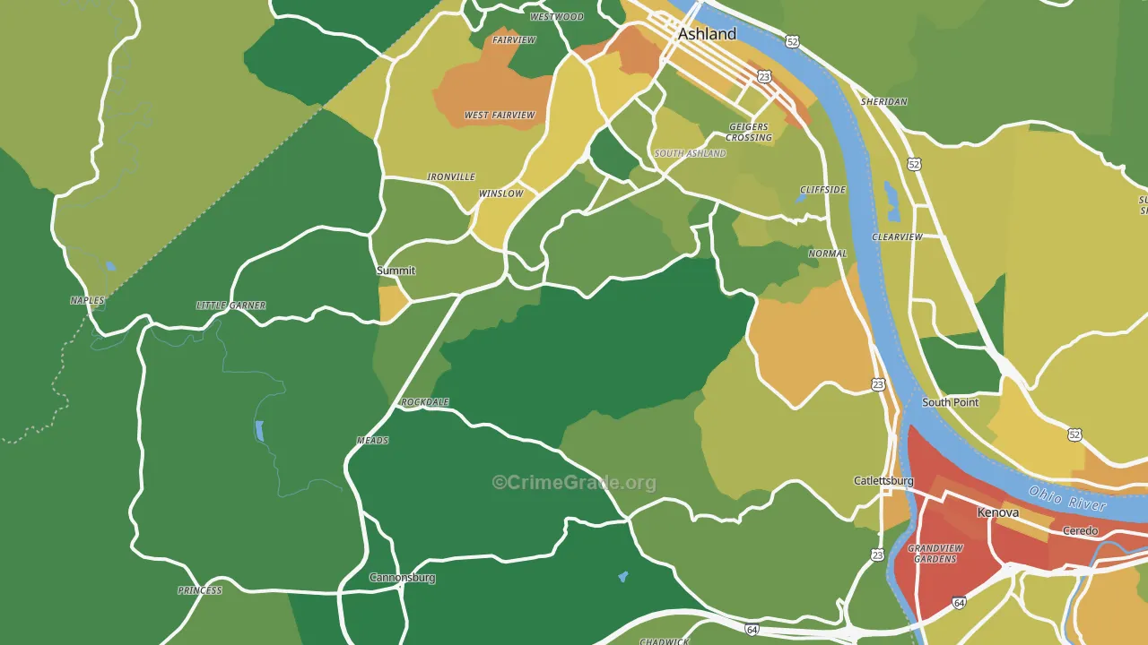 Boyd County, KY Map of Drug-Related Crime Rates