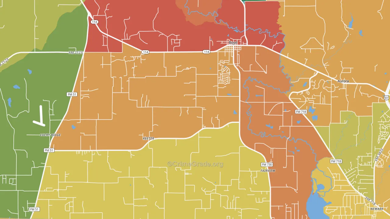 Boyd, TX Map of Drug-Related Crime Rates