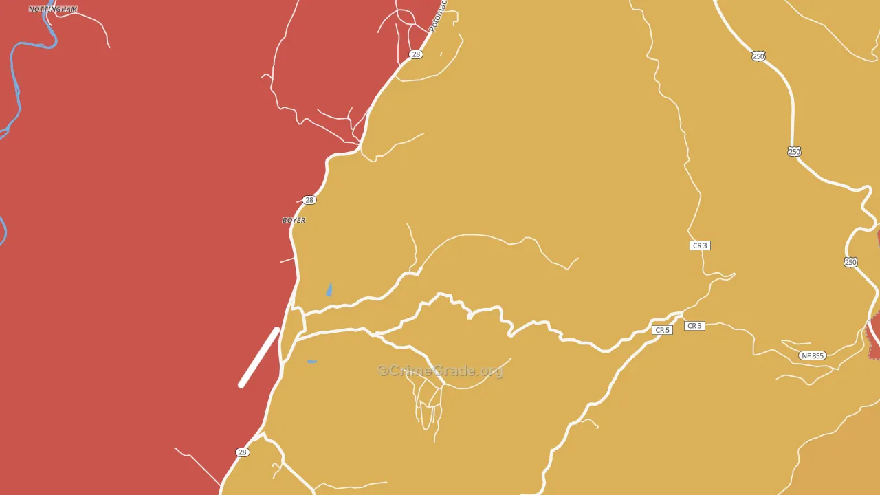 Boyer, WV Map of Drug-Related Crime Rates