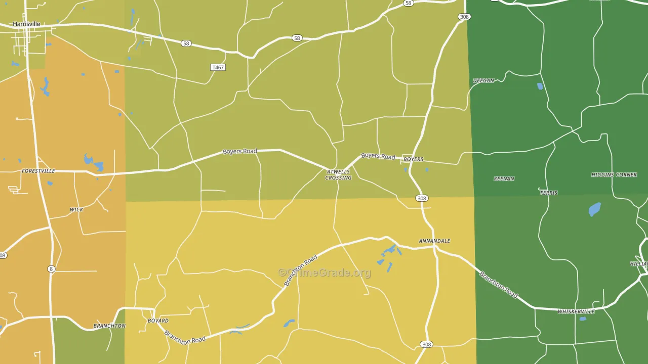 Boyers, PA Map of Drug-Related Crime Rates