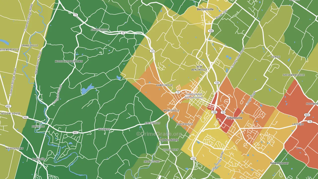 Boyertown, PA Map of Drug-Related Crime Rates