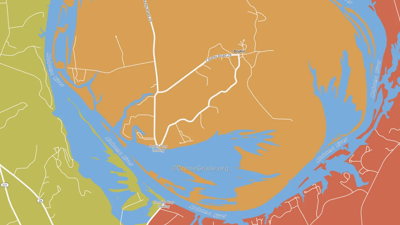 Boykin, AL Map of Drug-Related Crime Rates