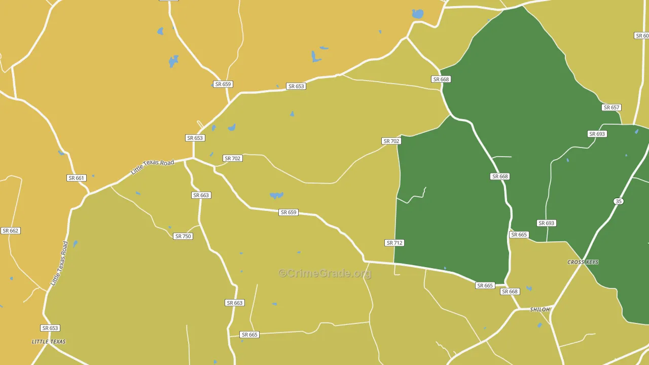 Boykins and Branchville, VA Map of Drug-Related Crime Rates