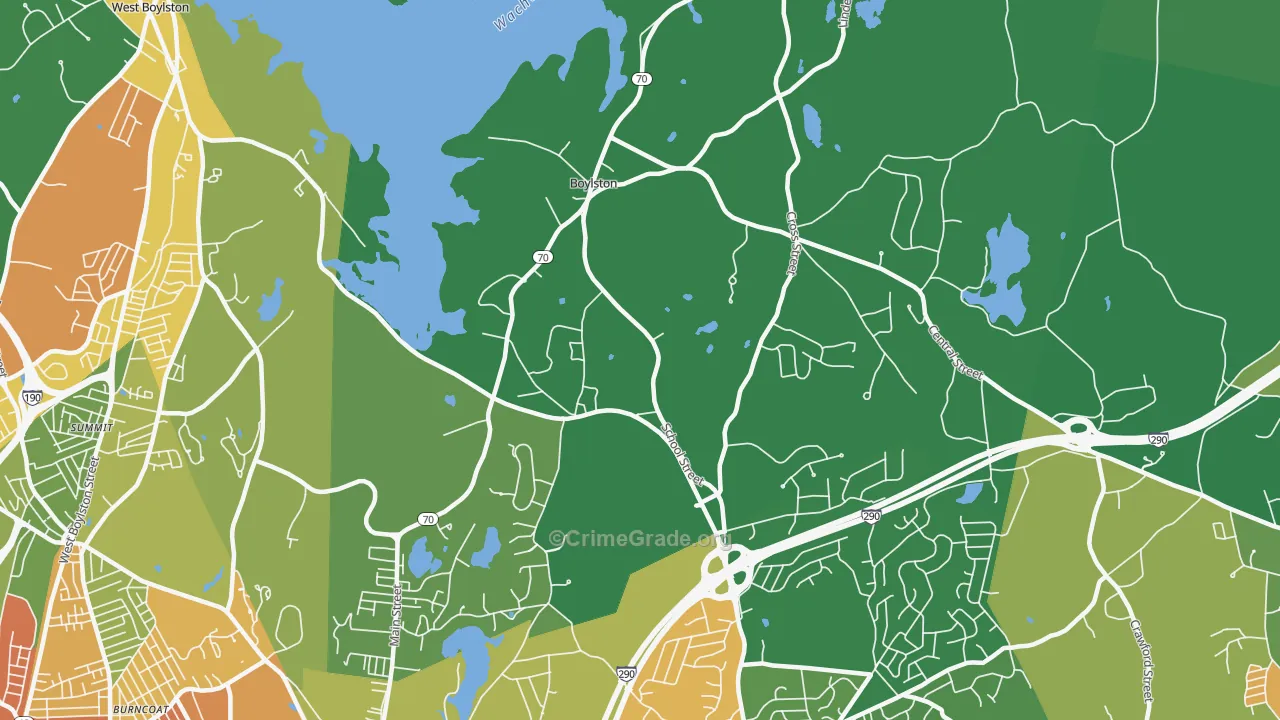 Boylston, MA Map of Drug-Related Crime Rates