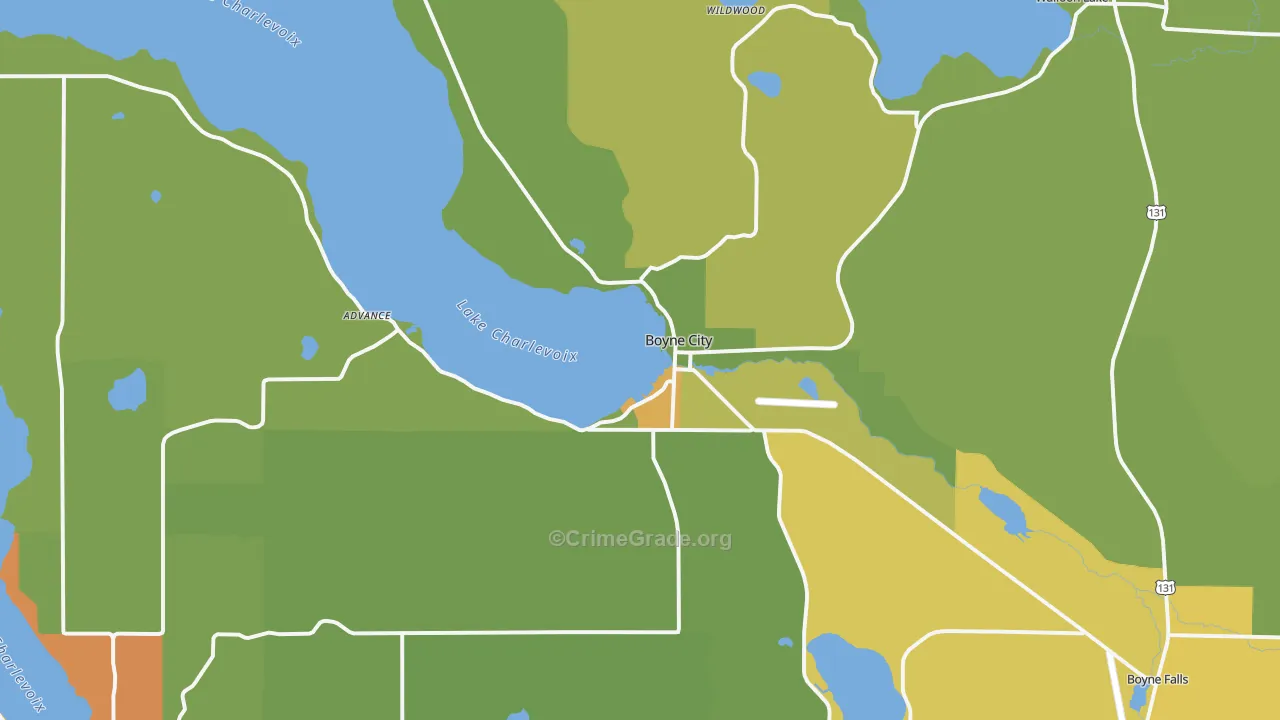 Boyne City, MI Map of Drug-Related Crime Rates