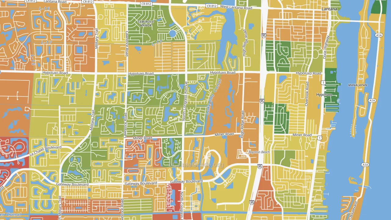 Boynton Lakes Plaza, Boynton Beach, FL Map of Drug-Related Crime Rates
