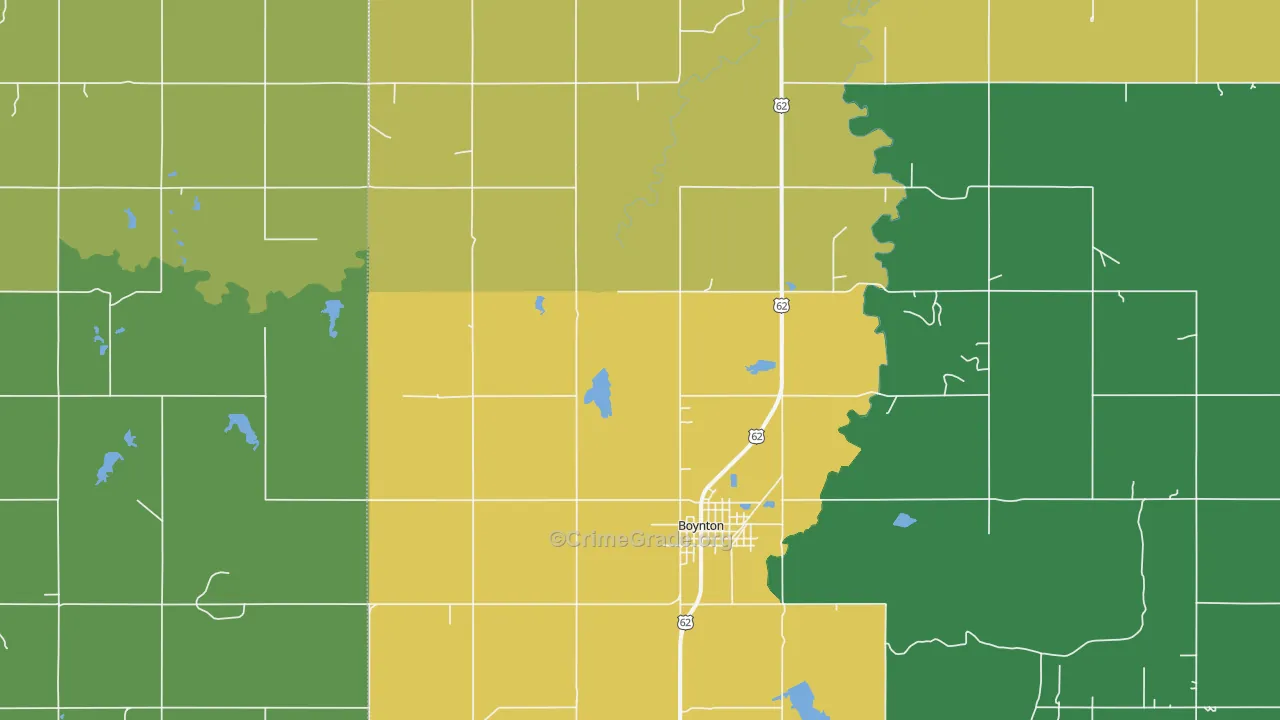 Boynton, OK Map of Drug-Related Crime Rates