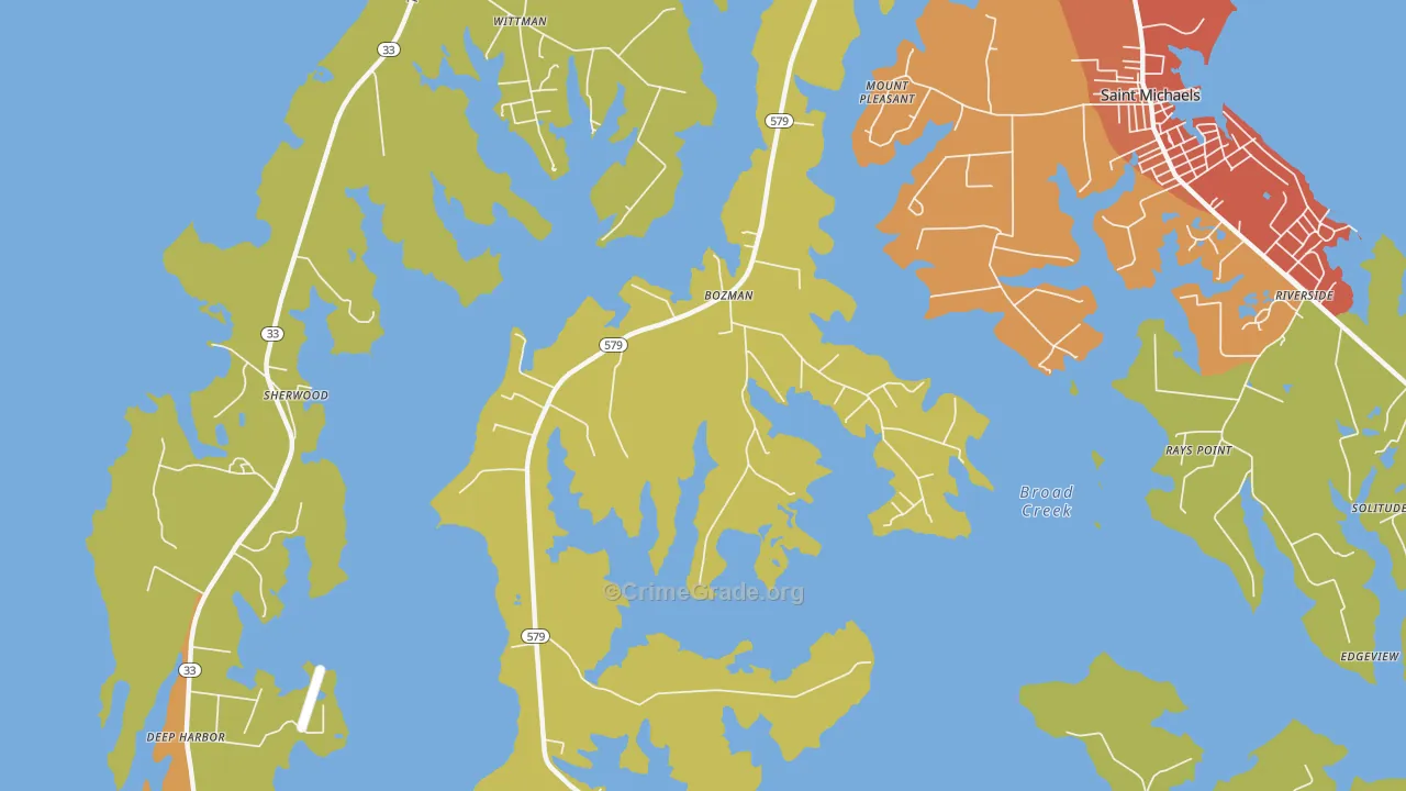 Bozman, MD Map of Drug-Related Crime Rates
