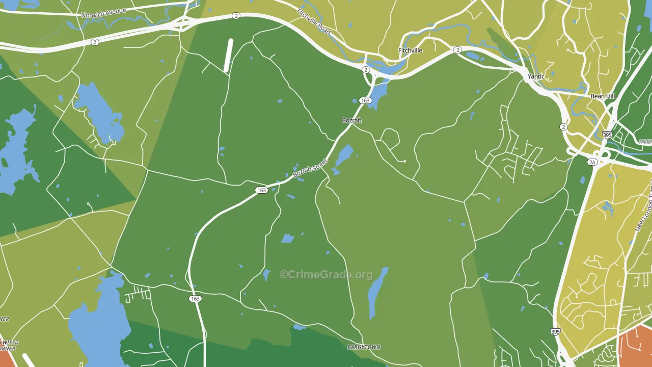 Bozrah, CT Map of Drug-Related Crime Rates
