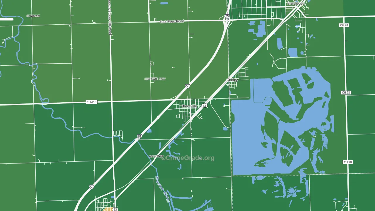 Braceville, IL Map of Drug-Related Crime Rates