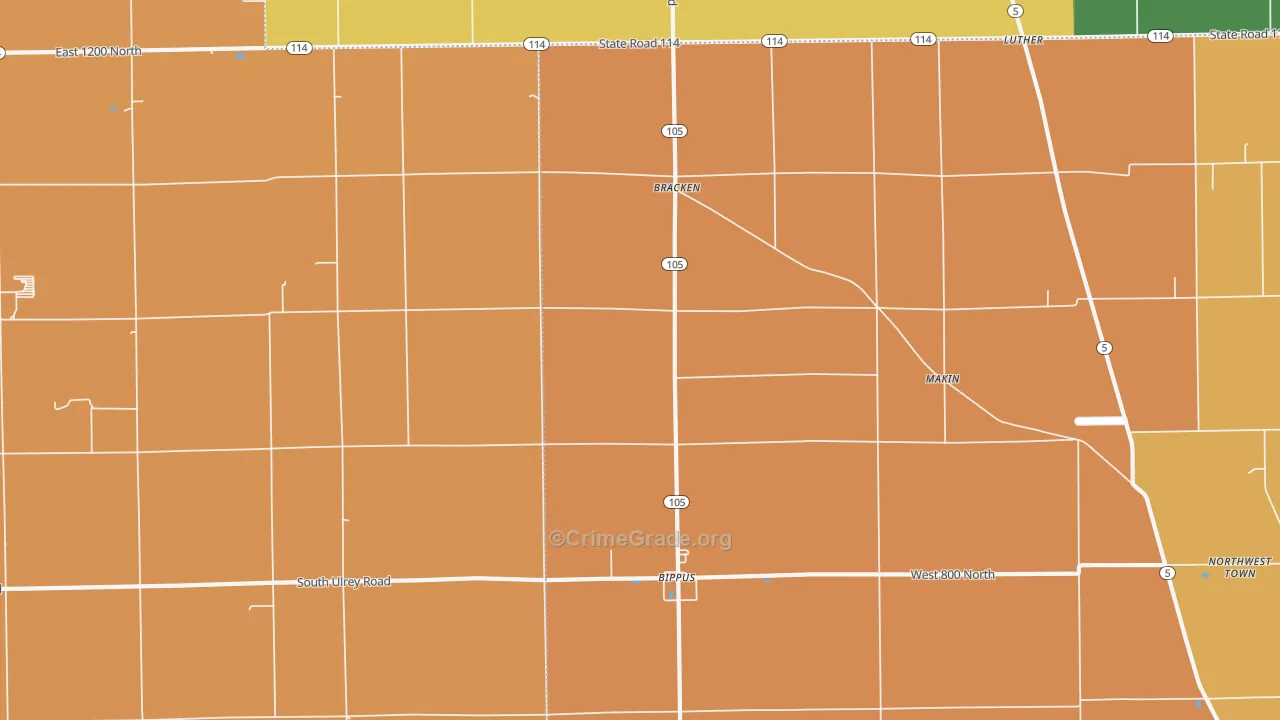 Bracken, IN Map of Drug-Related Crime Rates