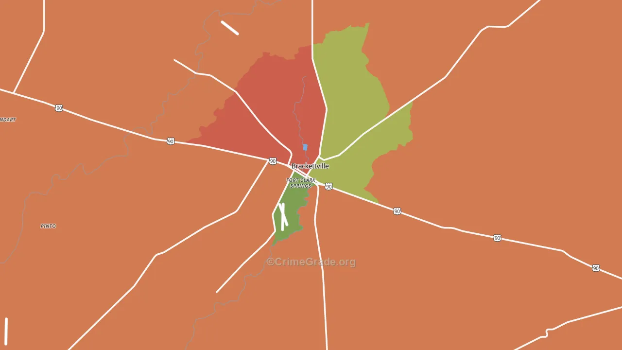 Brackettville, TX Map of Drug-Related Crime Rates