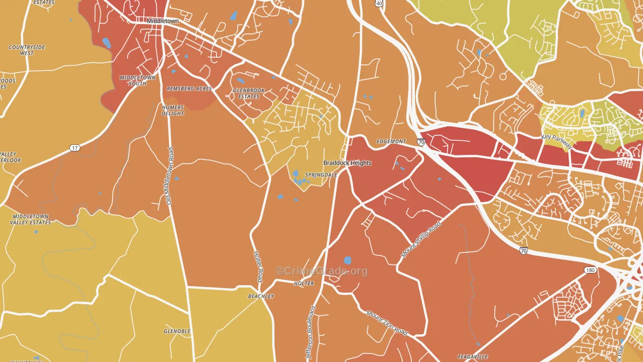 Braddock Heights, MD Map of Drug-Related Crime Rates