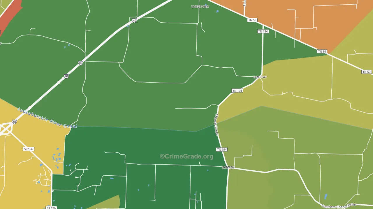Braden, TN Map of Drug-Related Crime Rates