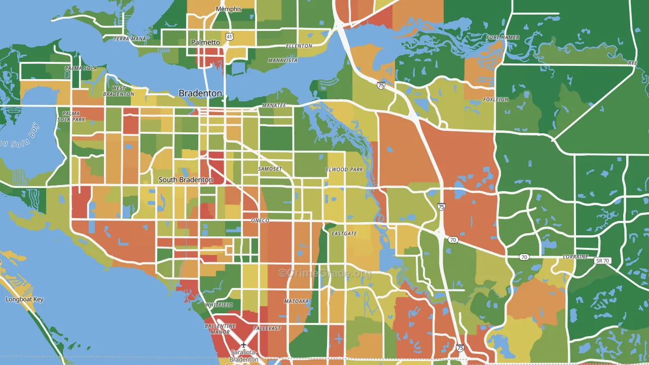 Bradenton, FL Map of Drug-Related Crime Rates