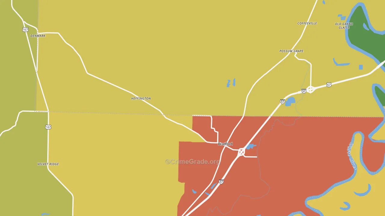 Bradford, AR Map of Drug-Related Crime Rates