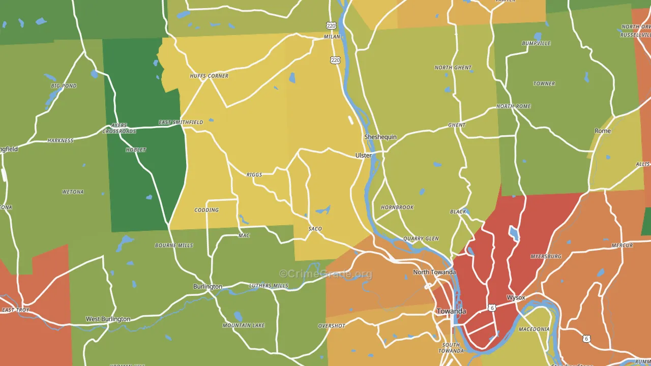 Bradford County, PA Map of Drug-Related Crime Rates