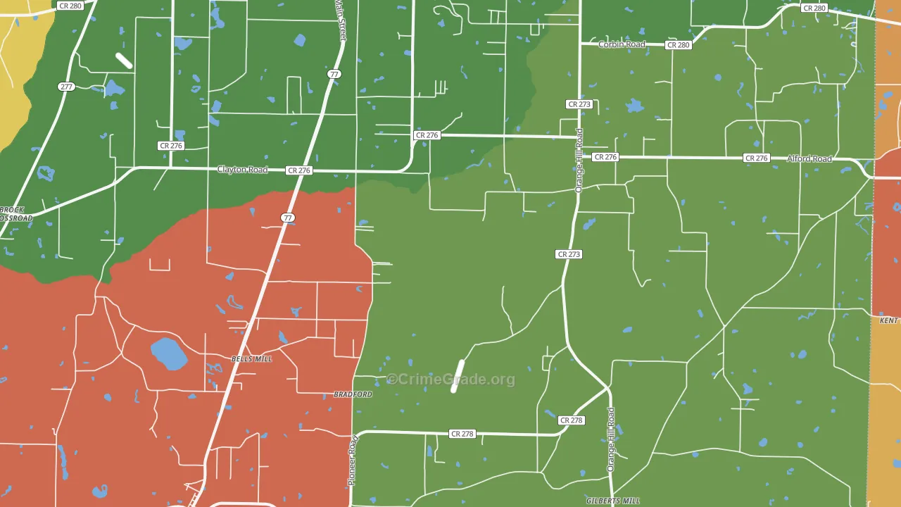 Bradford, FL Map of Drug-Related Crime Rates