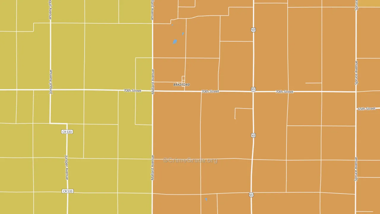 Bradford, IA Map of Drug-Related Crime Rates