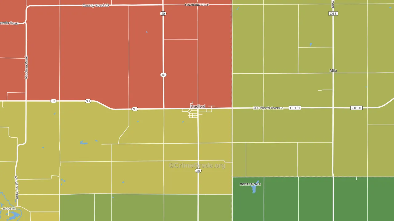 Bradford, IL Map of Drug-Related Crime Rates