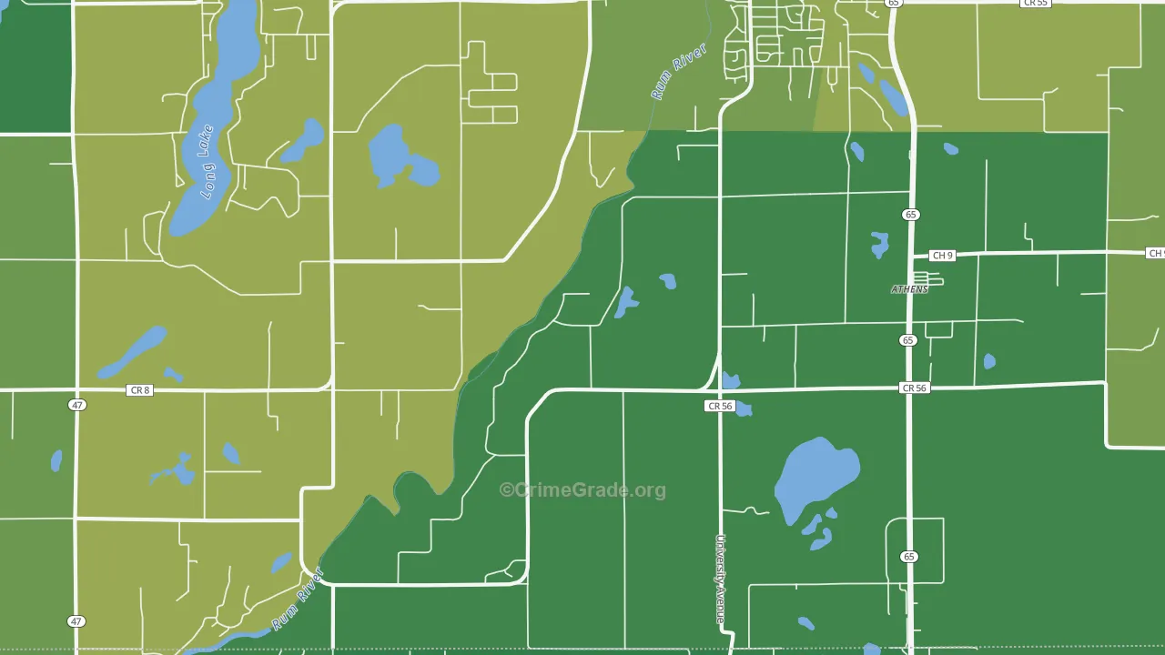 Bradford, MN Map of Drug-Related Crime Rates