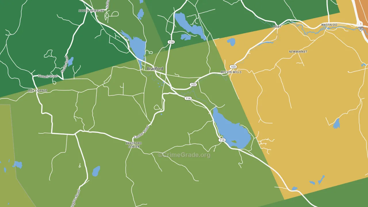 Bradford, NH Map of Drug-Related Crime Rates