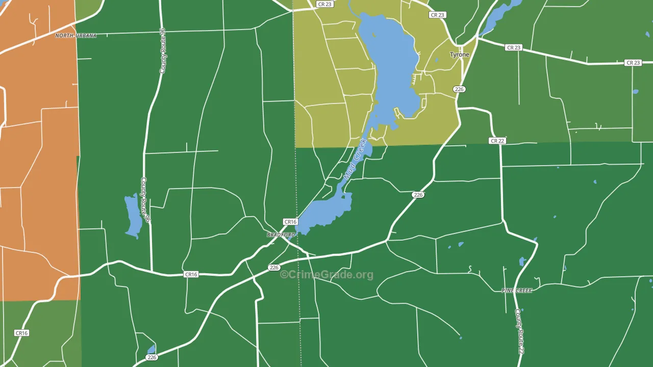 Bradford, NY Map of Drug-Related Crime Rates