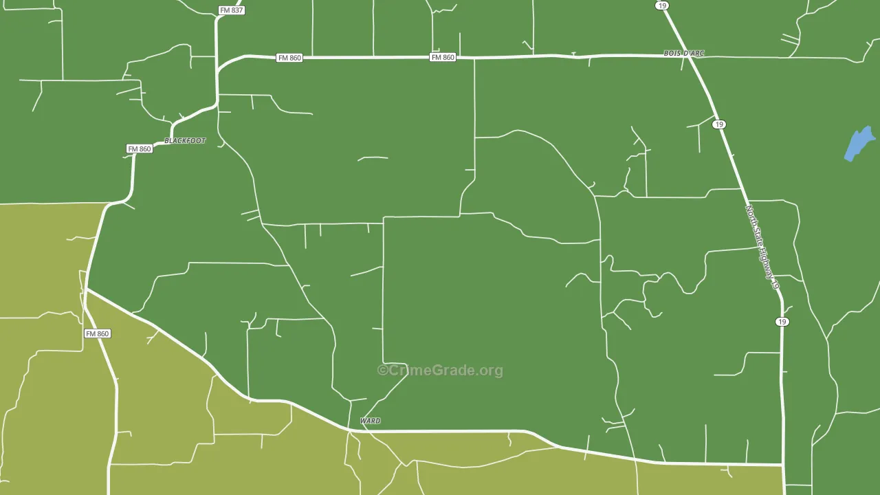 Bradford, TX Map of Drug-Related Crime Rates
