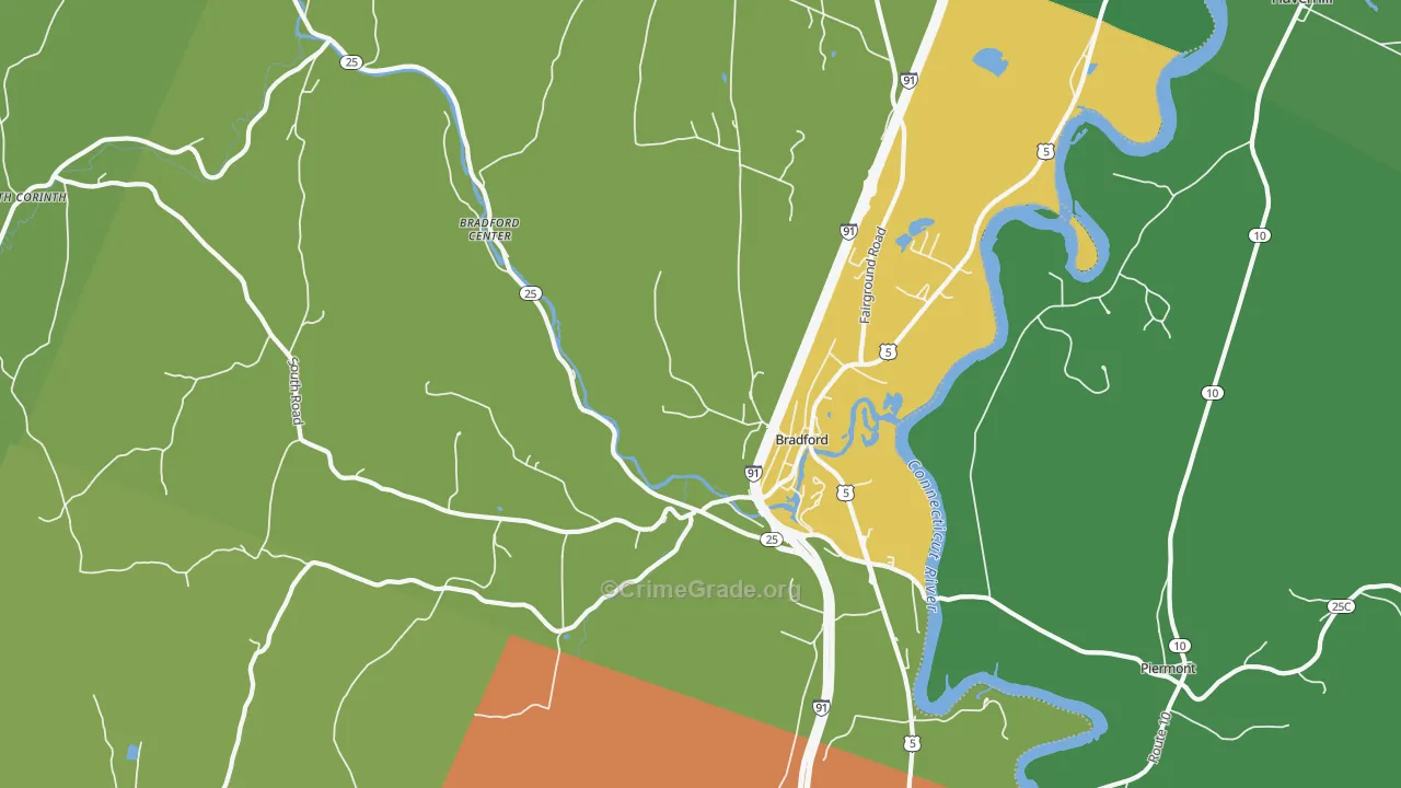 Bradford, VT Map of Drug-Related Crime Rates