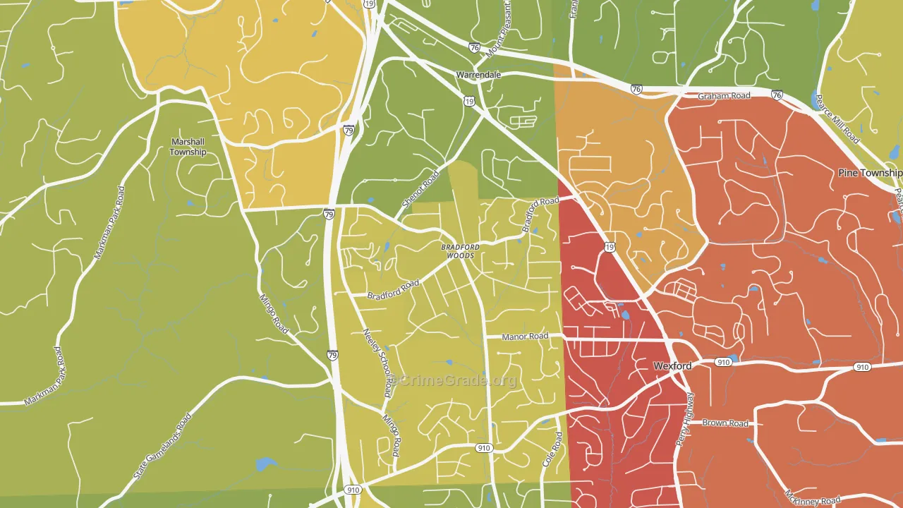 Bradford Woods, PA Map of Drug-Related Crime Rates