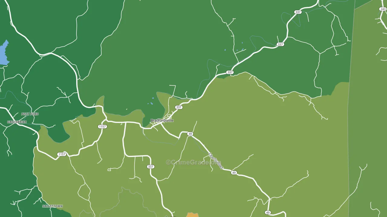 Bradfordsville, KY Map of Drug-Related Crime Rates