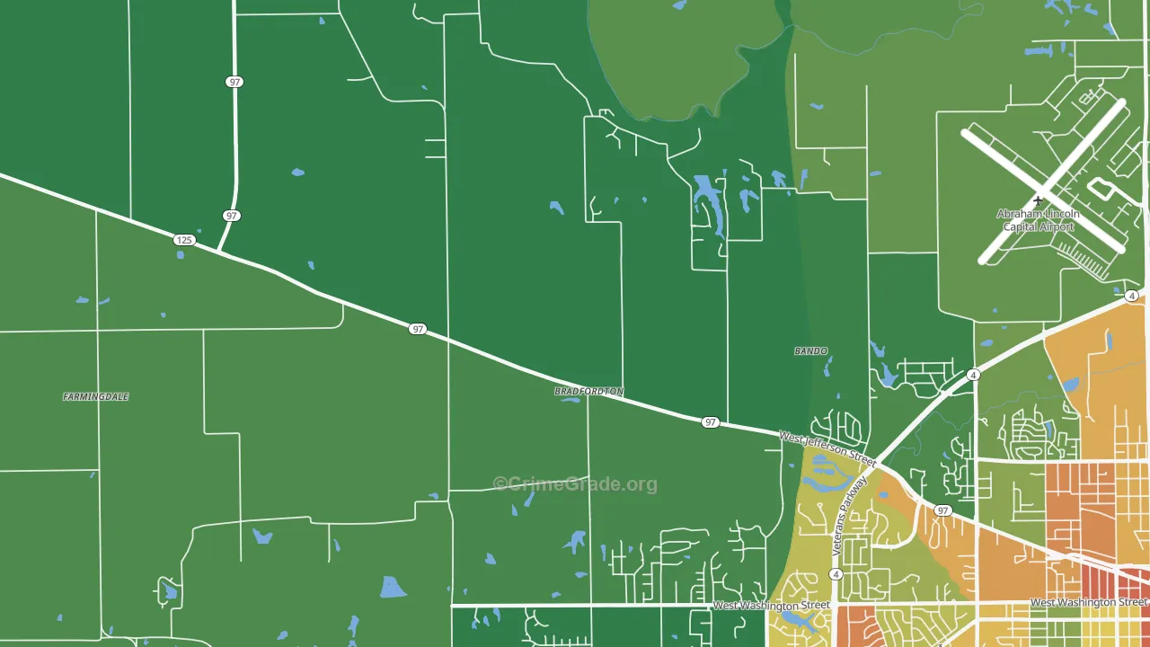 Bradfordton, IL Map of Drug-Related Crime Rates