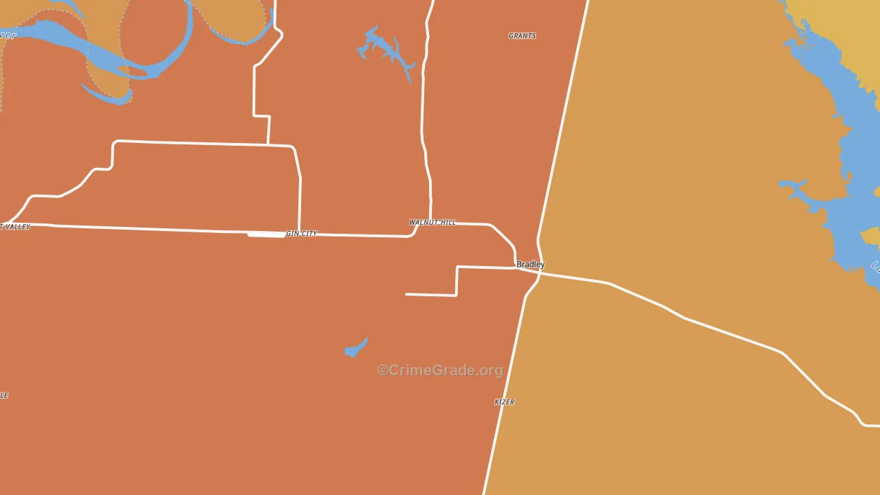Bradley, AR Map of Drug-Related Crime Rates