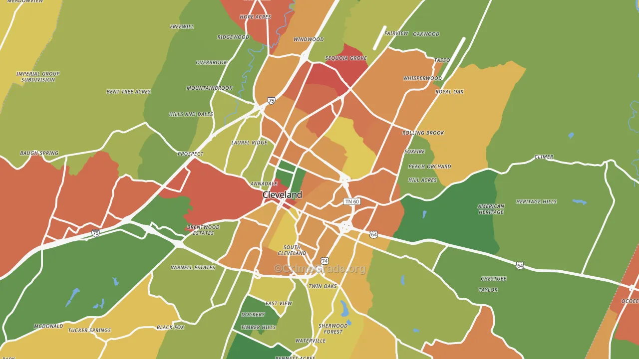 Bradley County, TN Map of Drug-Related Crime Rates
