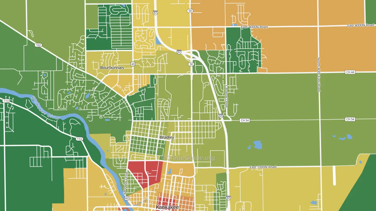 Bradley, IL Map of Drug-Related Crime Rates