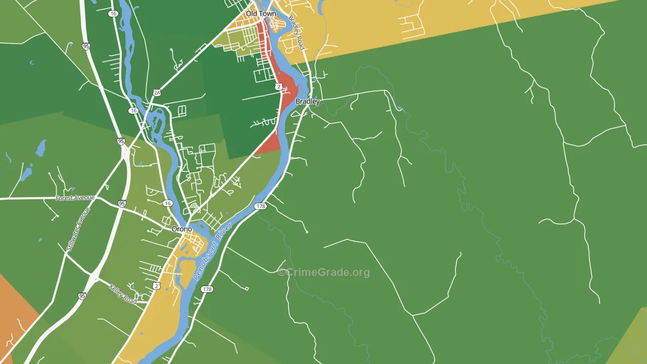 Bradley, ME Map of Drug-Related Crime Rates