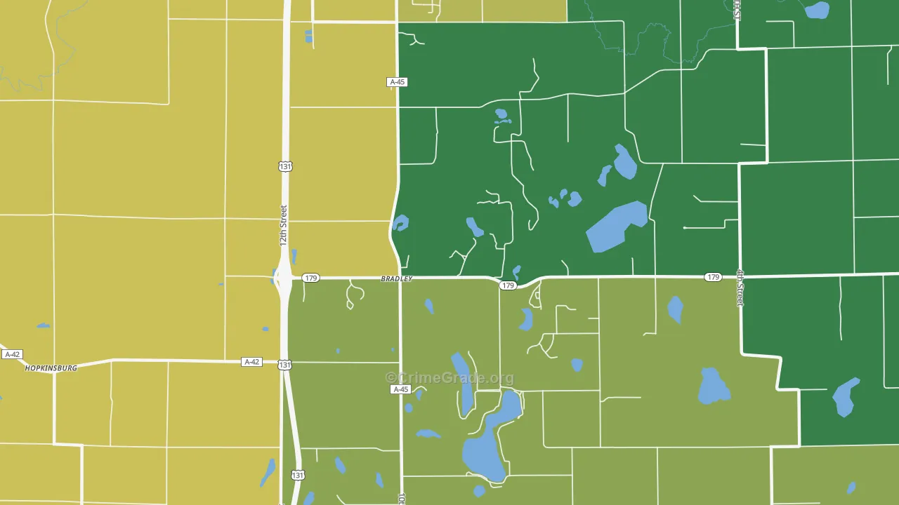 Bradley, MI Map of Drug-Related Crime Rates